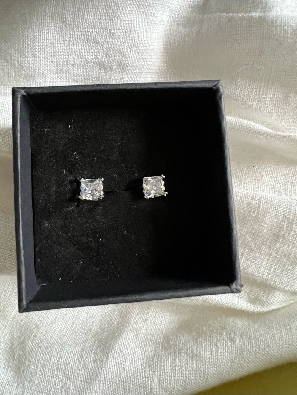 One Carrot Princess Cut Classic Clear Cubic Zirconia Stud Earrings